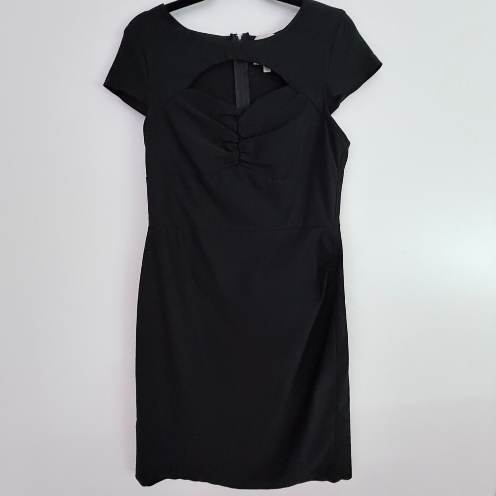 ModCloth Black Cutout KeyholeSheath Dress XL Whimsygoth Retro Cocktail Party LBD
